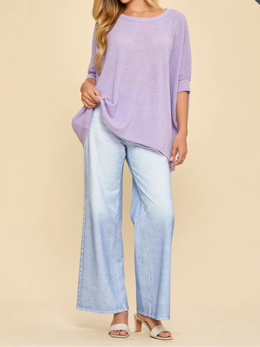 Plus Purple Knit Poncho Top