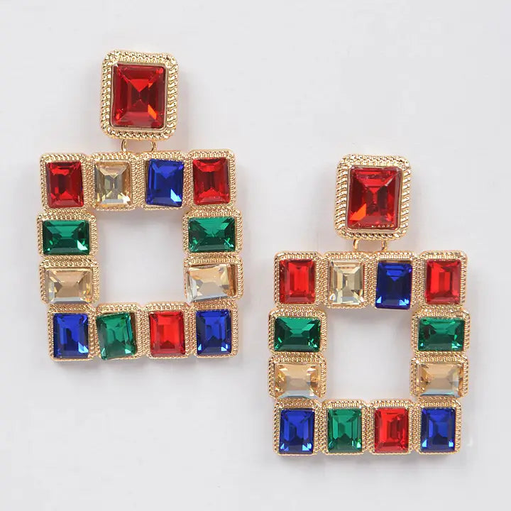 Square Rhinestone Earrings