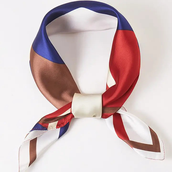 Red & Brown Geometric Short Scarf