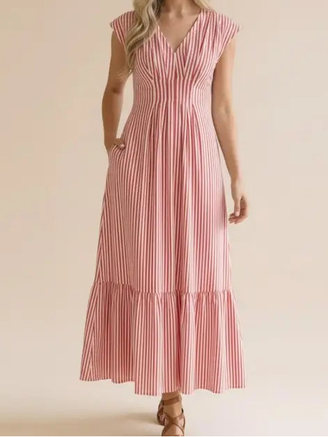 Red Plus Size Pleated Dress
