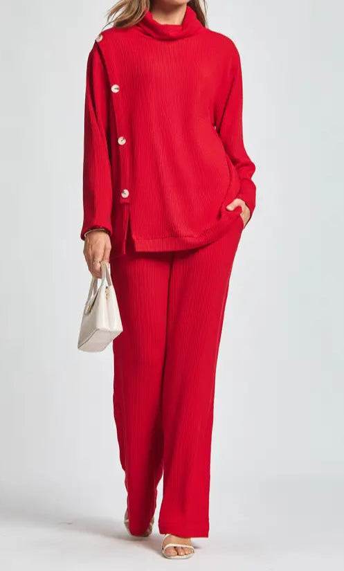 Red 2 Piece Ribbed Set