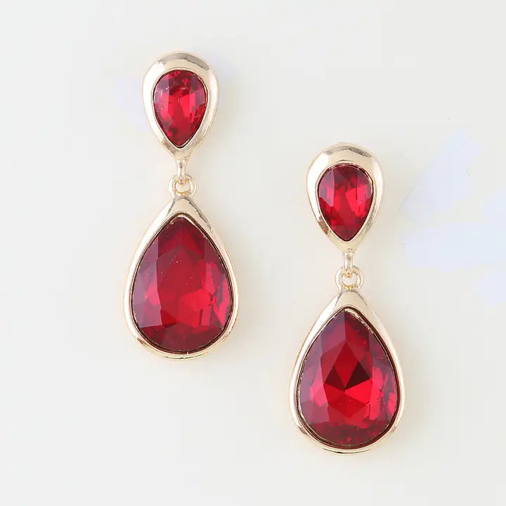 Red Classic Teardrop Earrings