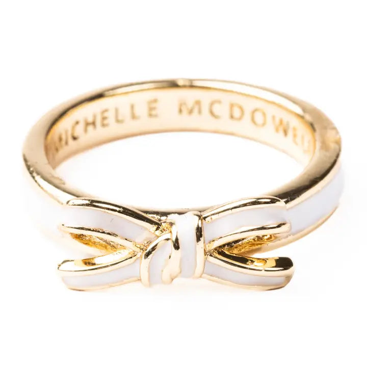 White & Gold Bow Ring/7