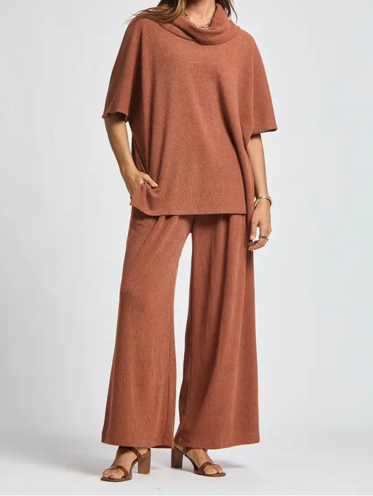 Plus Rust Cowl Neck Set