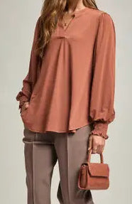 Rust V-Neck Top
