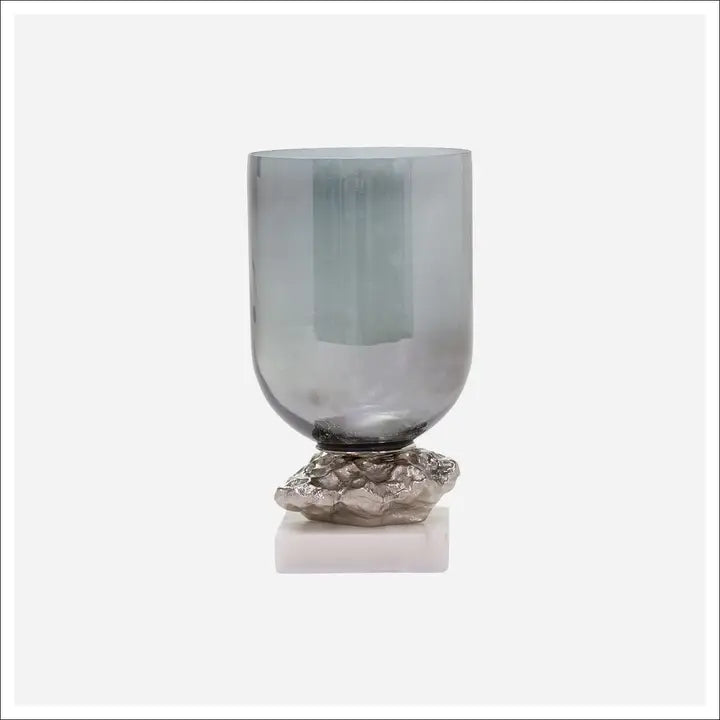 Blue Tinted Glass Candleholder