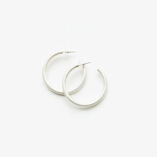 1.5" Silver Hoop Earrings