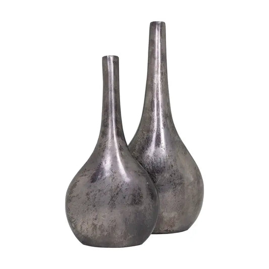 Slim Brushed Silver Vase