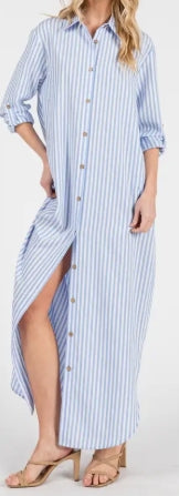 Stripped Button Down Maxi Dress
