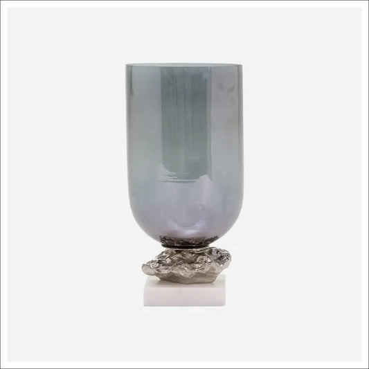 Blue Tinted Glass Candleholder