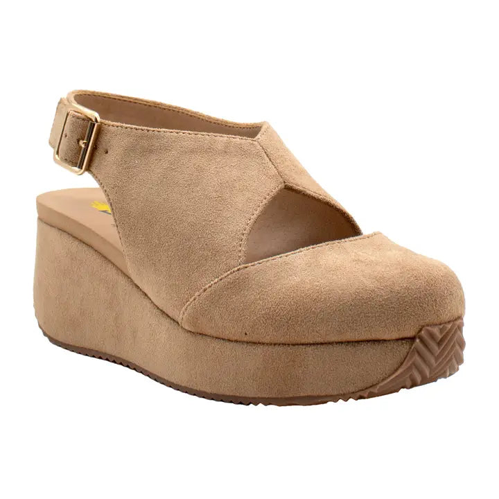 Tan Faux Suede Wedge