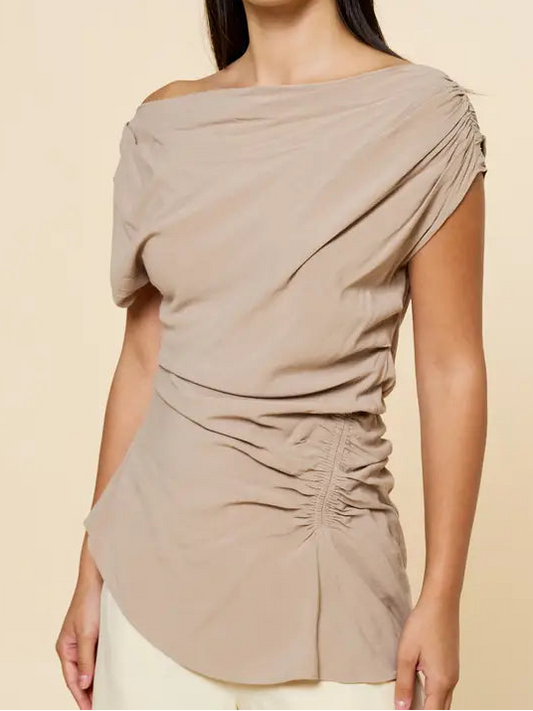 Taupe Ruched Top