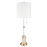 32" Gold Lamp w/Travertine Base