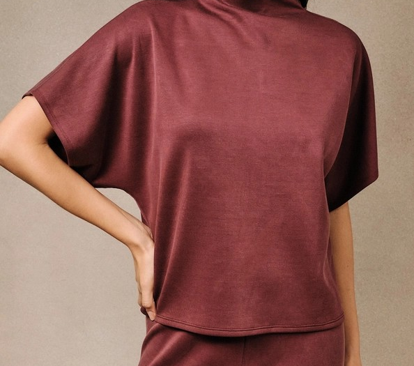 Mock Neck Dolman Sleeve Top