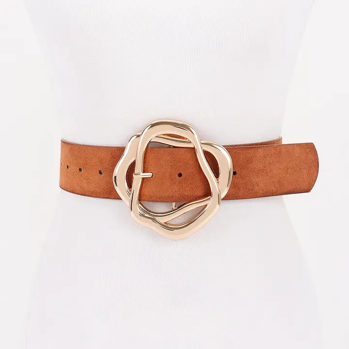 Suede Unique Gold Buckle Belt