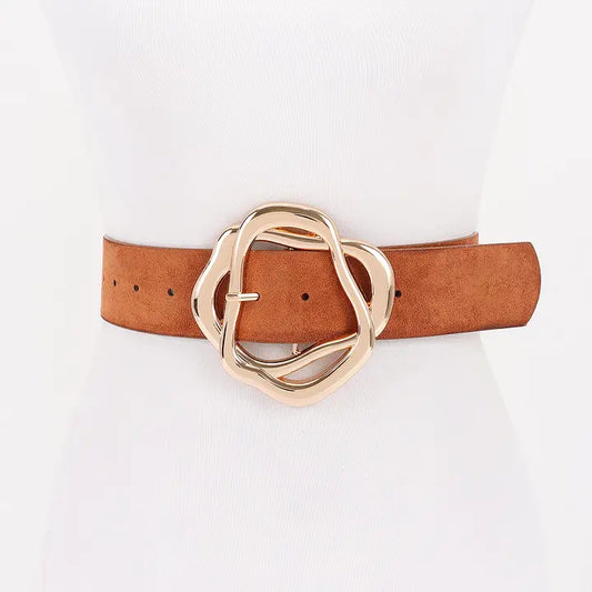 Suede Unique Gold Buckle Belt