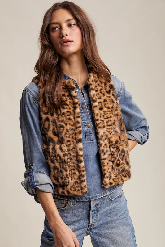 Faux Fur Leopard Vest