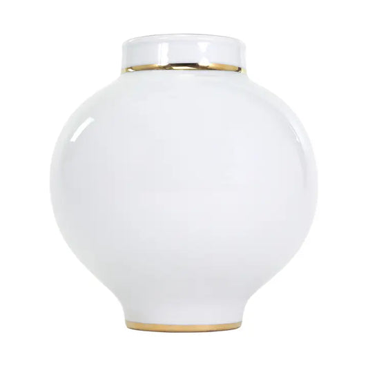 White Vase w/ Gold Rim