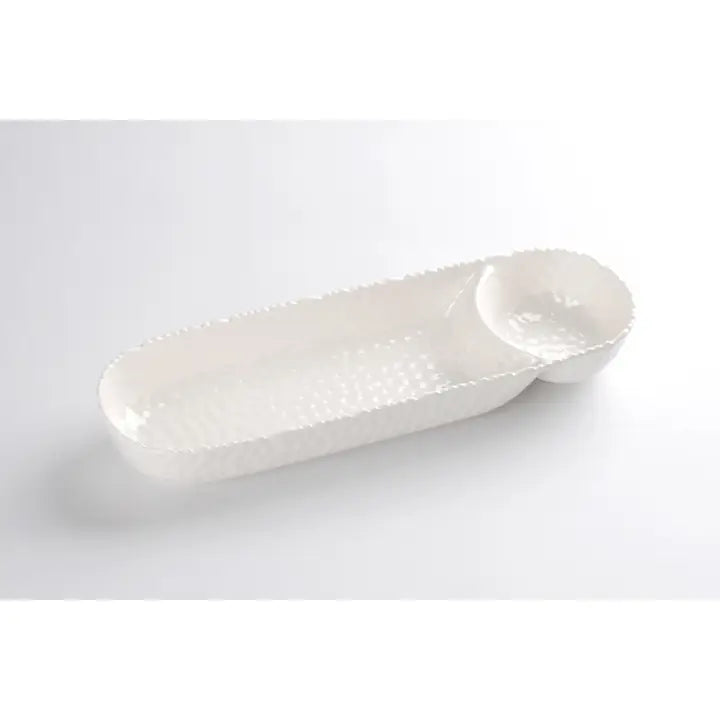 White Textured Melamine Chips & Dip Tray