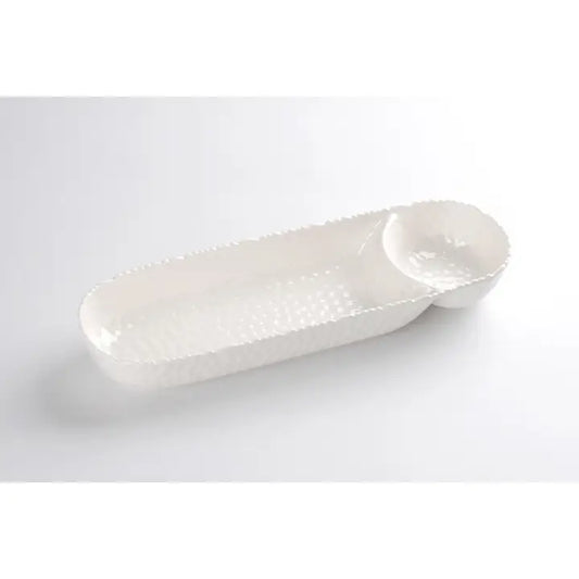 White Textured Melamine Chips & Dip Tray
