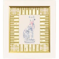 White & Gold Blue Dog Framed Art 1 14"w x 16"h