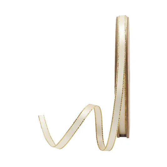 1/4" White & Gold Ribbon - 25 Yards