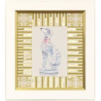 White & Gold Blue Dog Framed Art 1 14"w x 16"h