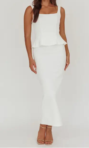 White Square Neck Dress
