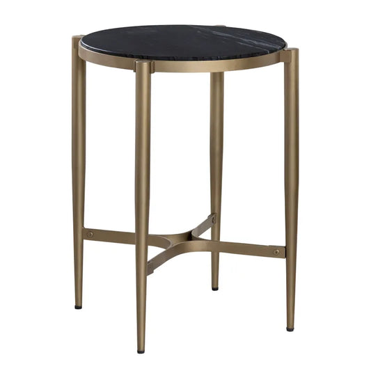Black Marble & Metal End Table 20"x20"x24.5"