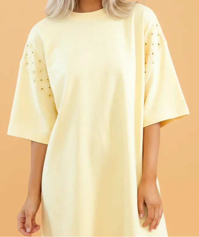 Yellow Eyelet Shirt Dress