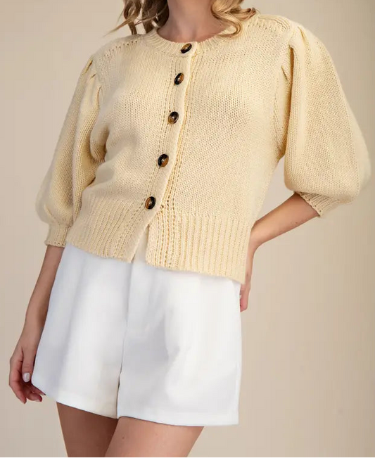 Yellow Puff Sleeve Sweater