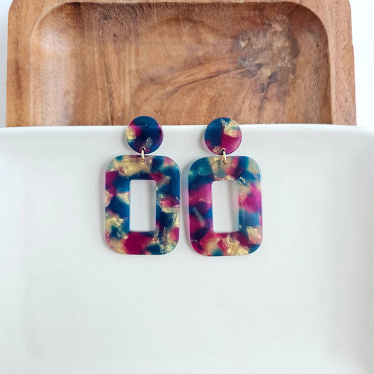 Navy Fuchsia Earrings