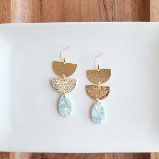 Aqua Tiered Earrings