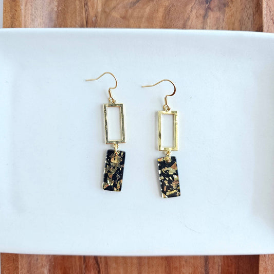 Black Gold Speck Earrings