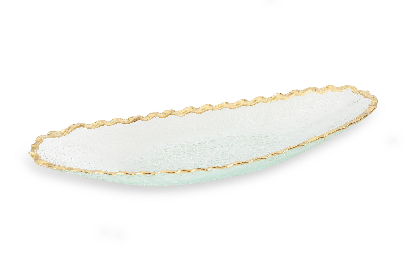 Glass Oval Tray Gold Edge