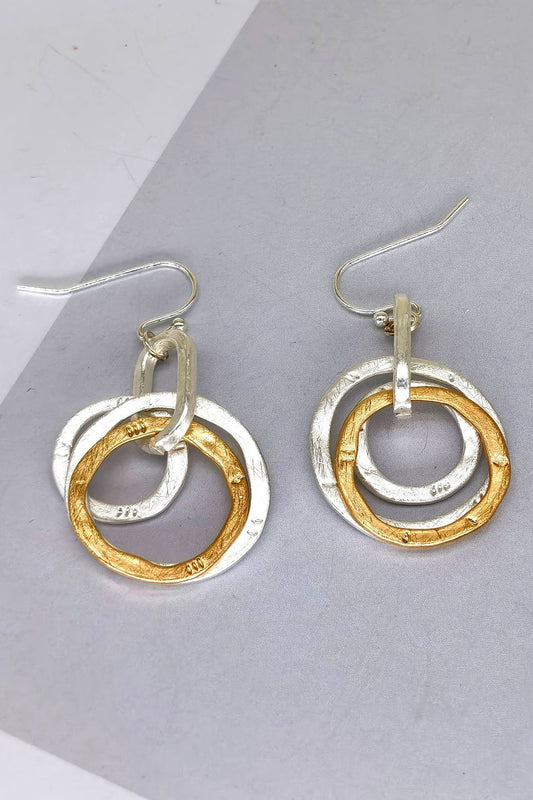 Silver Gold Round Earrings