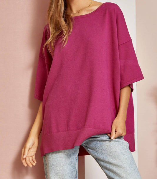 Fushcia Oversized Knit Top