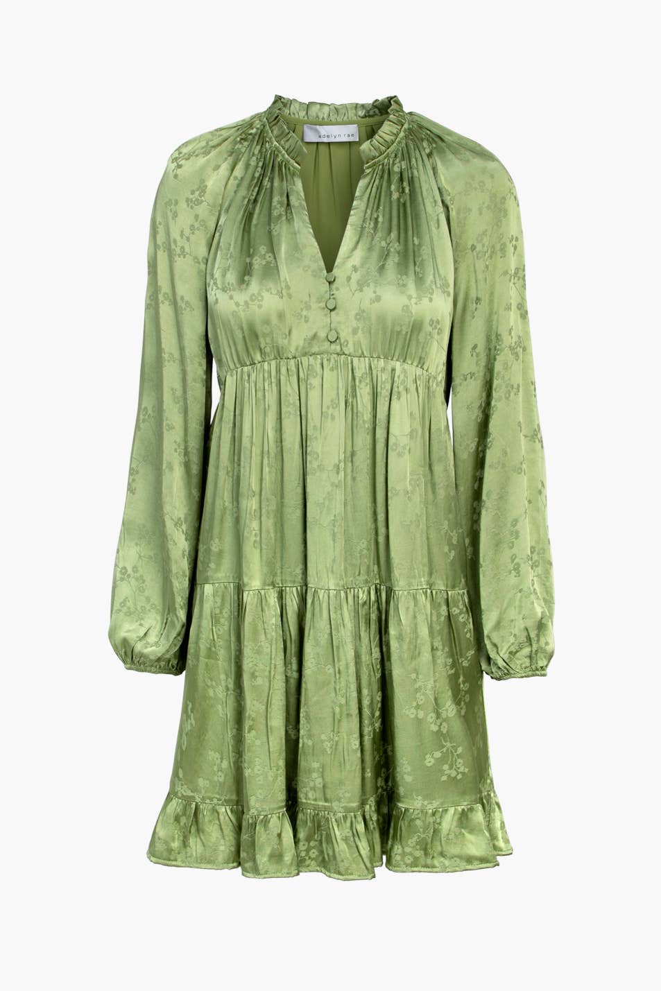 Green Jacquard Satin Dress