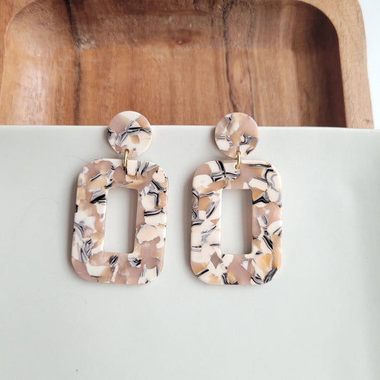 Beige, Cream & Black Earrings
