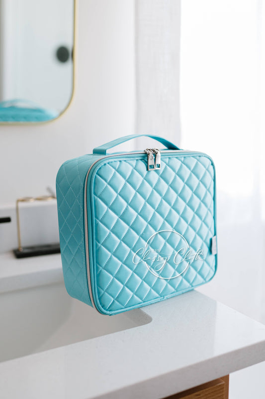 Blue Quilted Makeup Case