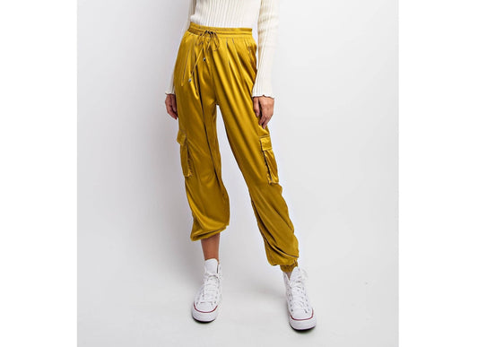 Citron Satin Cargo Pants