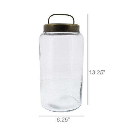 Glass Canister with Muted Gold Lid with handle