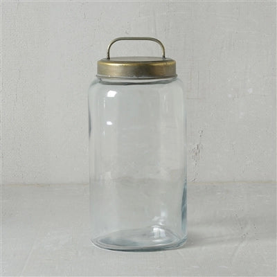 Glass Canister with Muted Gold Lid with handle