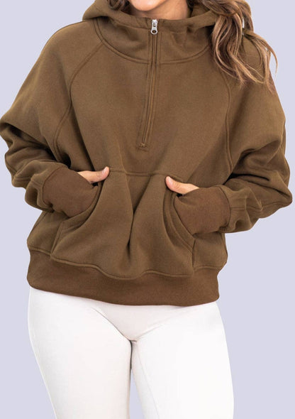 Brown Half Zip Hoodie