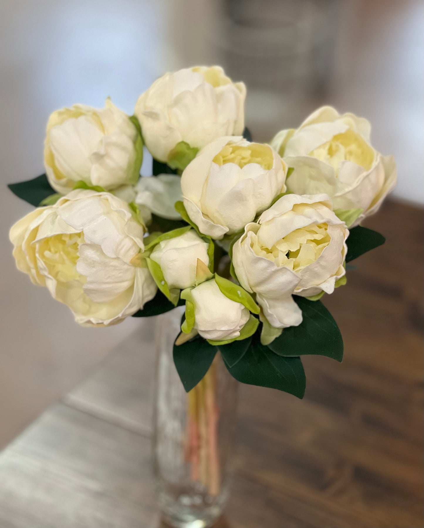 Ivory Real Touch Peony Bouquet