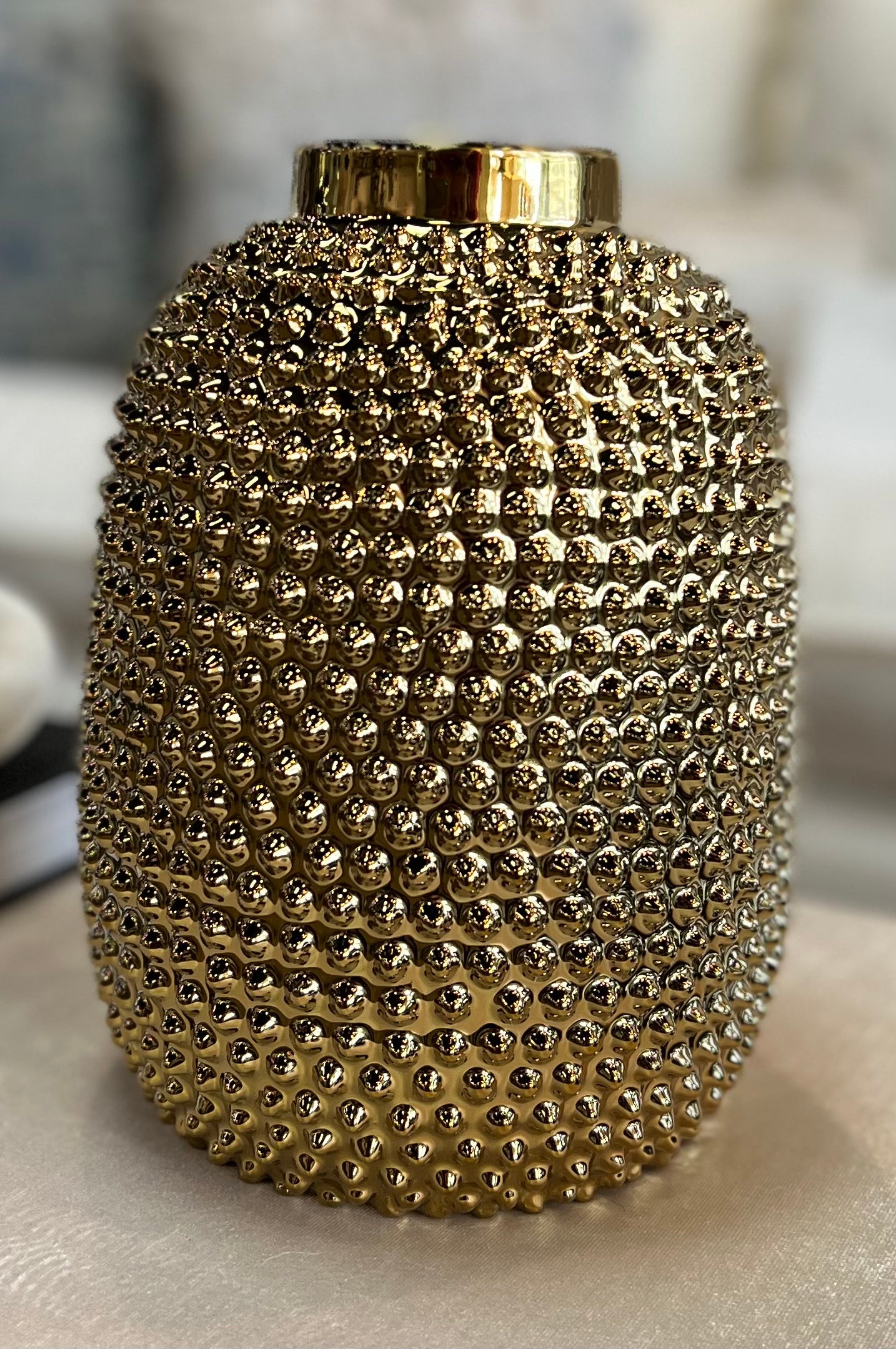 Gold Spiked Vase, 9.25"H