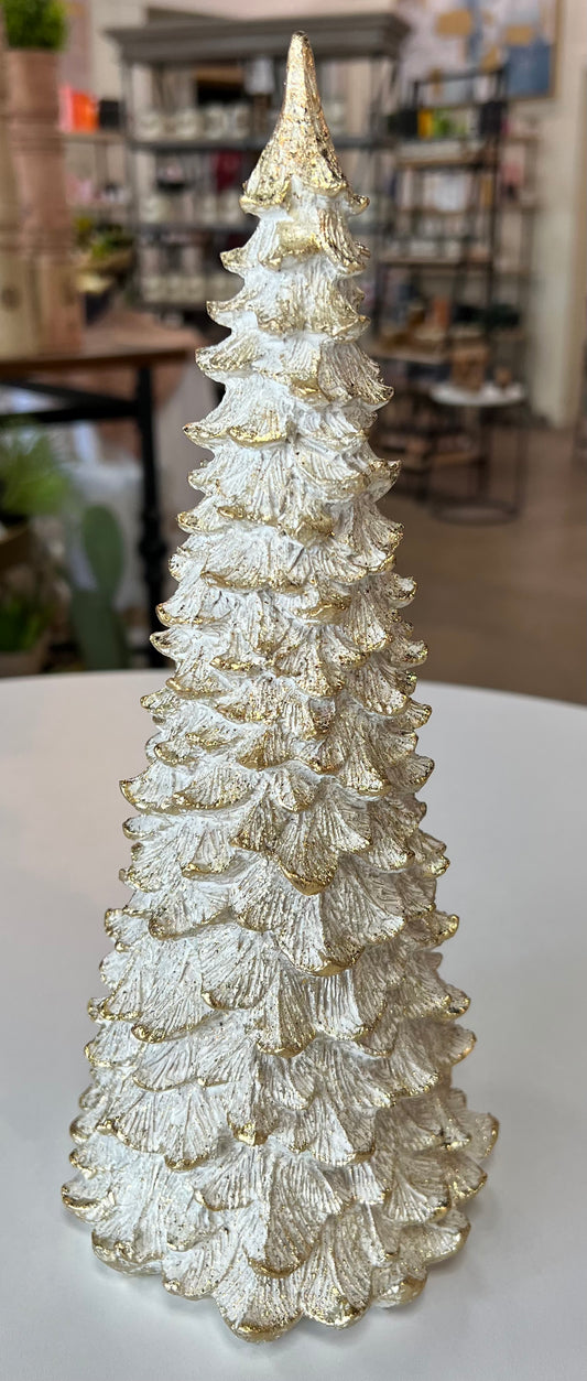 White Gold Resin Christmas Tree, Large