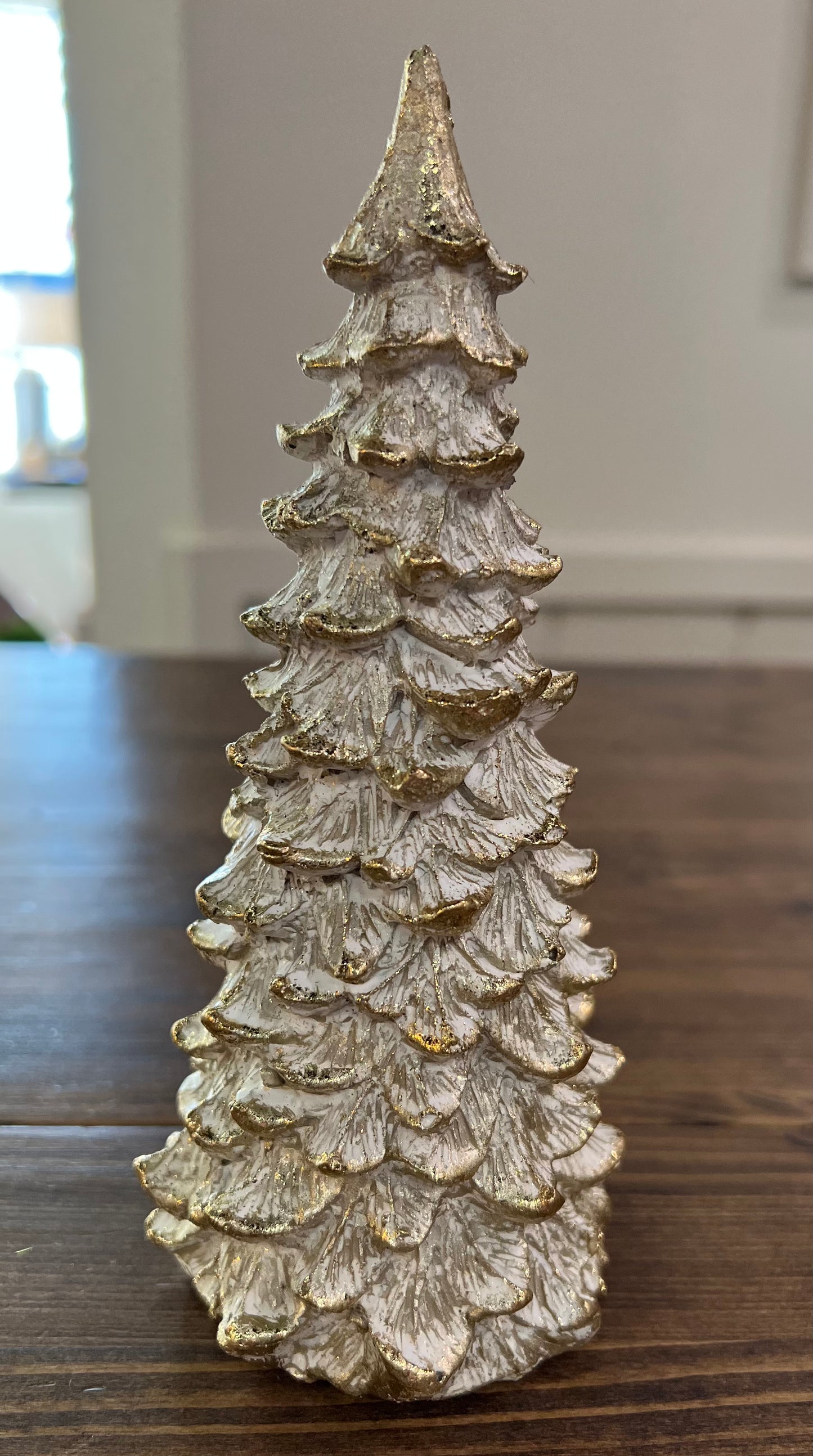 White Gold Resin Christmas Tree, Small