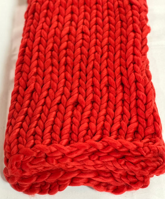 Red Chunky Knit Throw, 50"W x 60"L