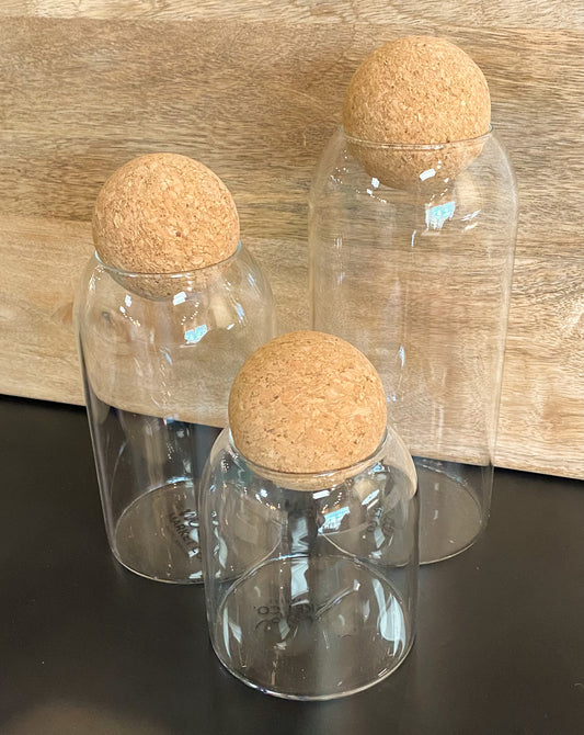 Glass Canister Set 3 pc. with Cork Top